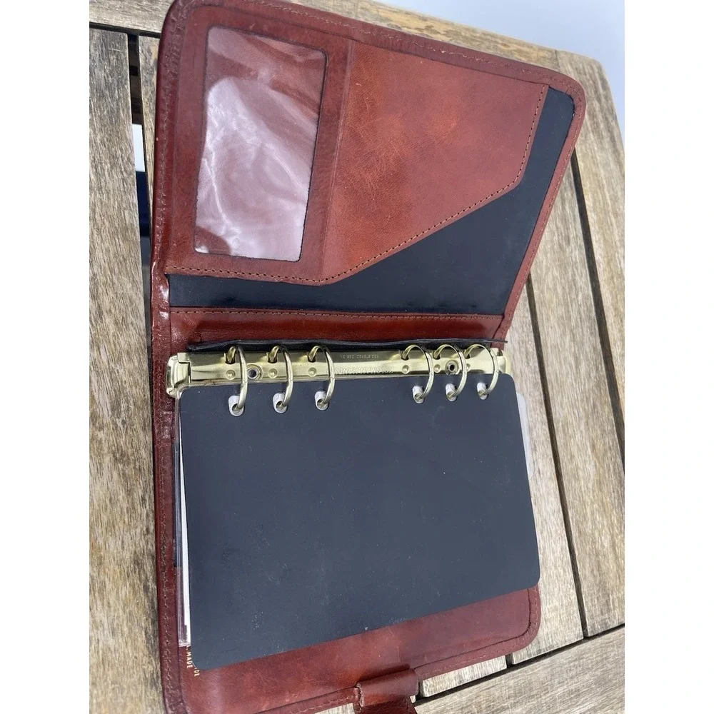 Bosca Leather Organizer Planner Binder Brown Hand Stained Hide USA